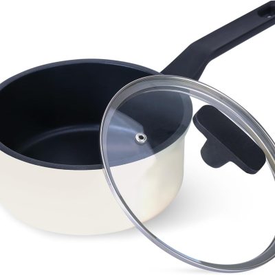 Large black ceramic-coated stockpot