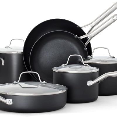 10-piece hard-anodized non-stick cookware set