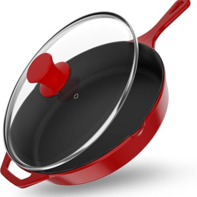 Cast iron deep skillet with lid