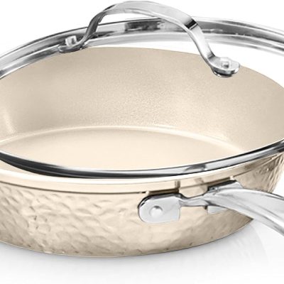 Hammered-finish non-stick frying pan